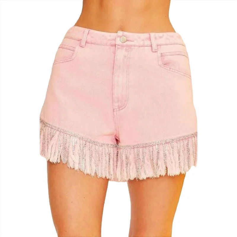 Solid Color Women Shorts in Bright Hues for a Bold StatementFrayed Rhinestone Denim Shorts In Pink Solid Color Women Shorts in Bright Hues for a Bold StatementFrayed Rhinestone Denim Shorts In Pink