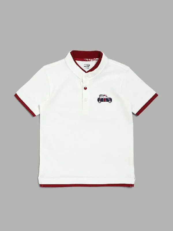High - Waisted Women Shorts for a Retro and Flattering LookHOP Kids Off-White T-Shirt with Maroon Piping High - Waisted Women Shorts for a Retro and Flattering LookHOP Kids Off-White T-Shirt with Maroon Piping