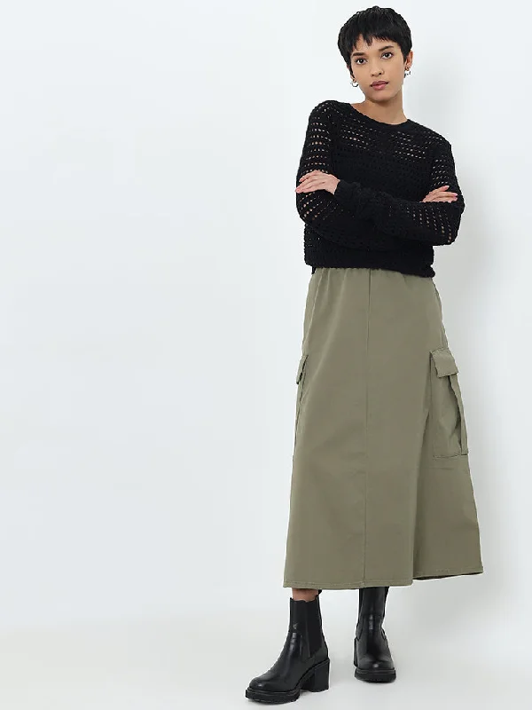 Ruffled Hem Women Shorts to Add a Feminine TouchLOV Olive Cargo-Style High-Rise Skirt Ruffled Hem Women Shorts to Add a Feminine TouchLOV Olive Cargo-Style High-Rise Skirt