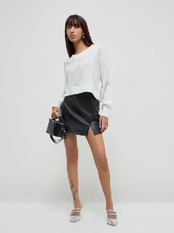 Twill Women Shorts with a Smooth Texture and DurabilityNuon Black Faux-Leather High-Rise Mini Skirt Twill Women Shorts with a Smooth Texture and DurabilityNuon Black Faux-Leather High-Rise Mini Skirt