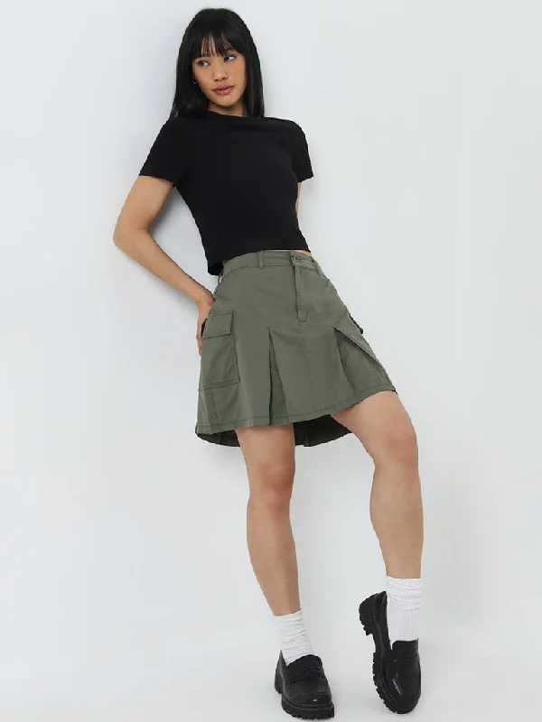 Printed Floral Women Shorts for a Summer - Ready StyleNuon Olive Cargo-Style High-Rise Denim Skirt Printed Floral Women Shorts for a Summer - Ready StyleNuon Olive Cargo-Style High-Rise Denim Skirt