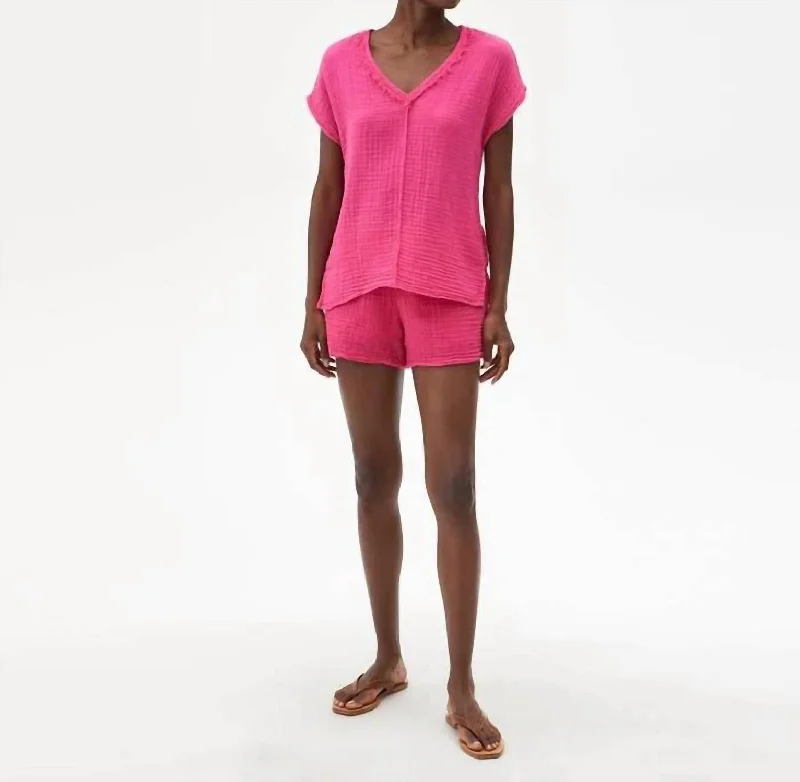 Printed Animal Print Women Shorts for a Wild and Stylish AppearancePeggy Cotton Gauze Pull On Lined Shorts In Azalea Hot Pink Printed Animal Print Women Shorts for a Wild and Stylish AppearancePeggy Cotton Gauze Pull On Lined Shorts In Azalea Hot Pink