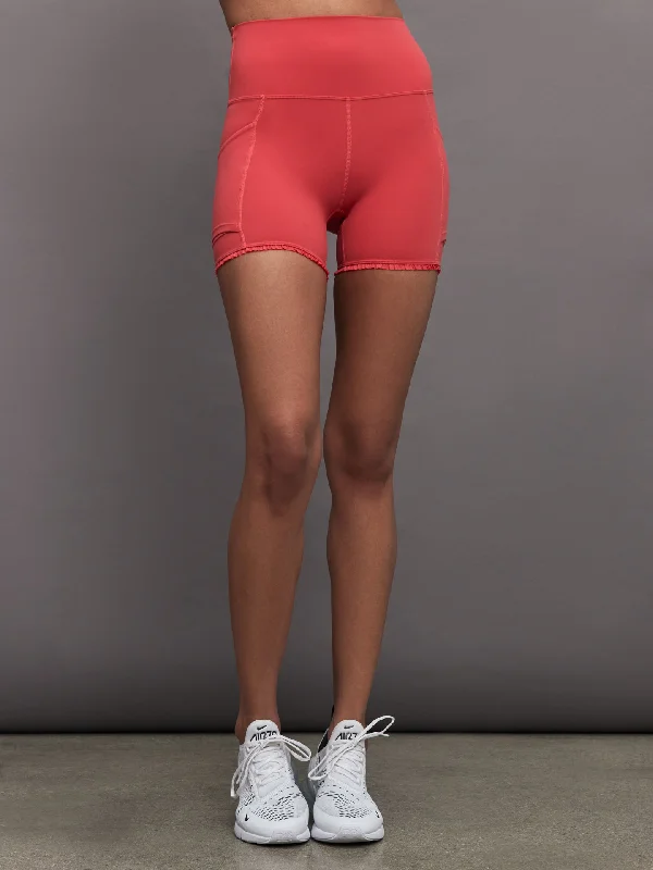 Cargo Women Shorts with Multiple Pockets for FunctionalityPleated Tennis Ball Shortie in Melt - Tomato Cargo Women Shorts with Multiple Pockets for FunctionalityPleated Tennis Ball Shortie in Melt - Tomato