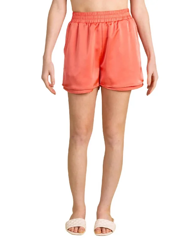 Embroidered Women Shorts with Intricate DesignsSatin Pocket Shorts In Blossom