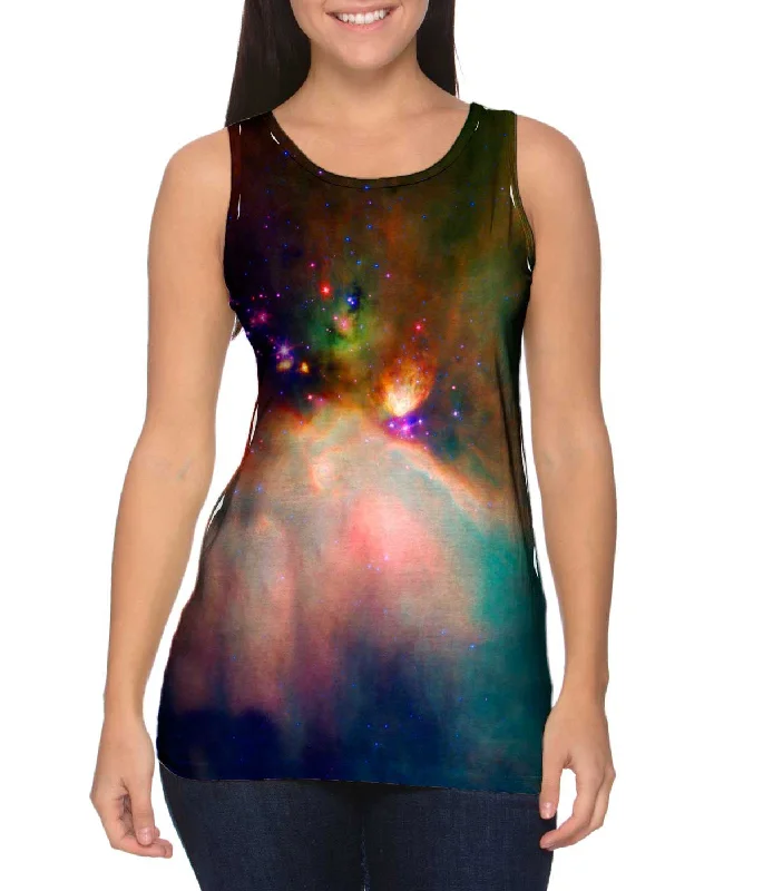 Plus Size Women's Puff - Sleeve Tank Tops in Pastel HuesSpace Galaxy Rho Oph Babies