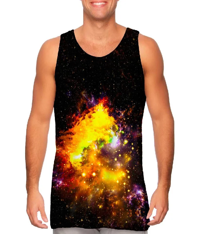 Plus Size Women's Criss - Cross Back Tank Tops in Neon ColorsSpace Galaxy Tusk