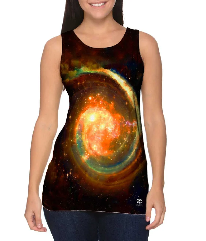 Scoop Neck Women's Linen Blend Tank Tops for SummerSpace Galaxy Virtual Ring Nebula