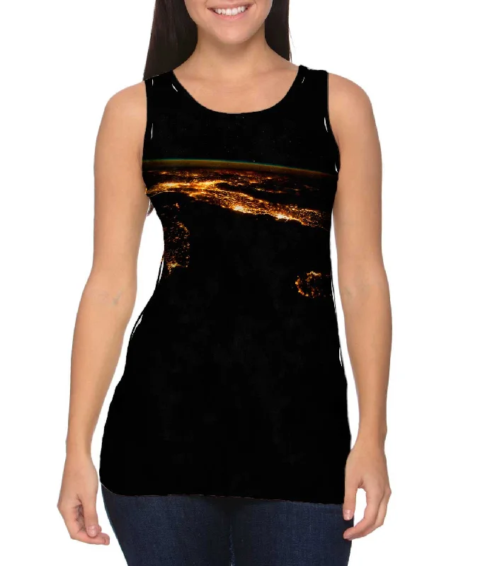 Women's Cropped Tank Tops with Vintage Band LogosSpace Nighttime Italy