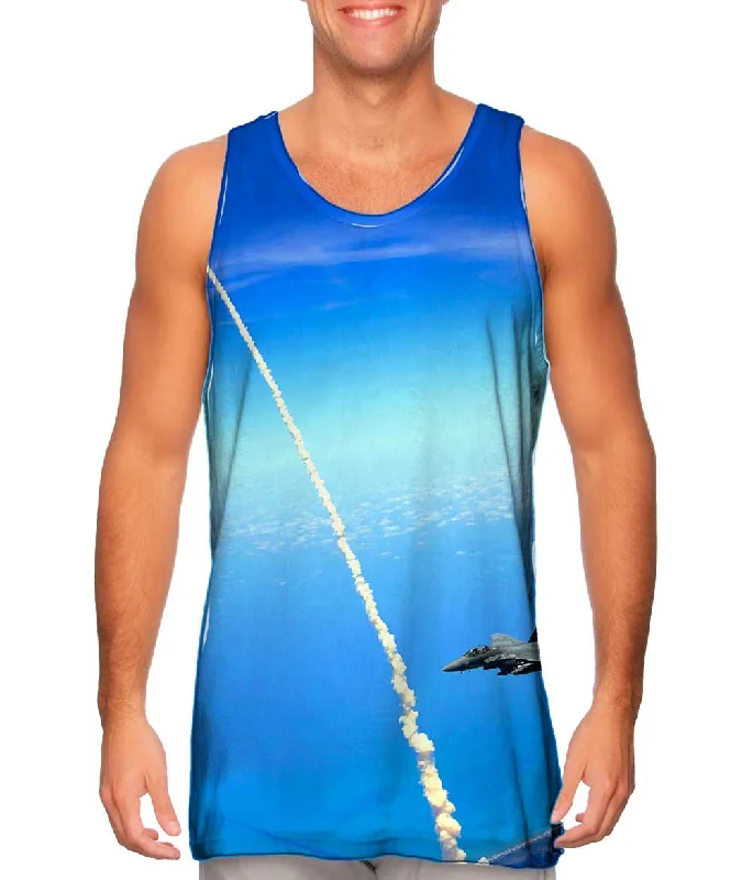 Plus Size Women's Glitter - Trimmed Tank Tops for Party NightsSpace Shuttle Atlantis F 15 Assist Plus Size Women's Glitter - Trimmed Tank Tops for Party NightsSpace Shuttle Atlantis F 15 Assist
