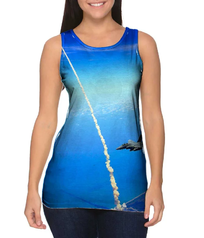 Women's Longline Tank Tops with Abstract PrintsSpace Shuttle Atlantis F 15 Assist