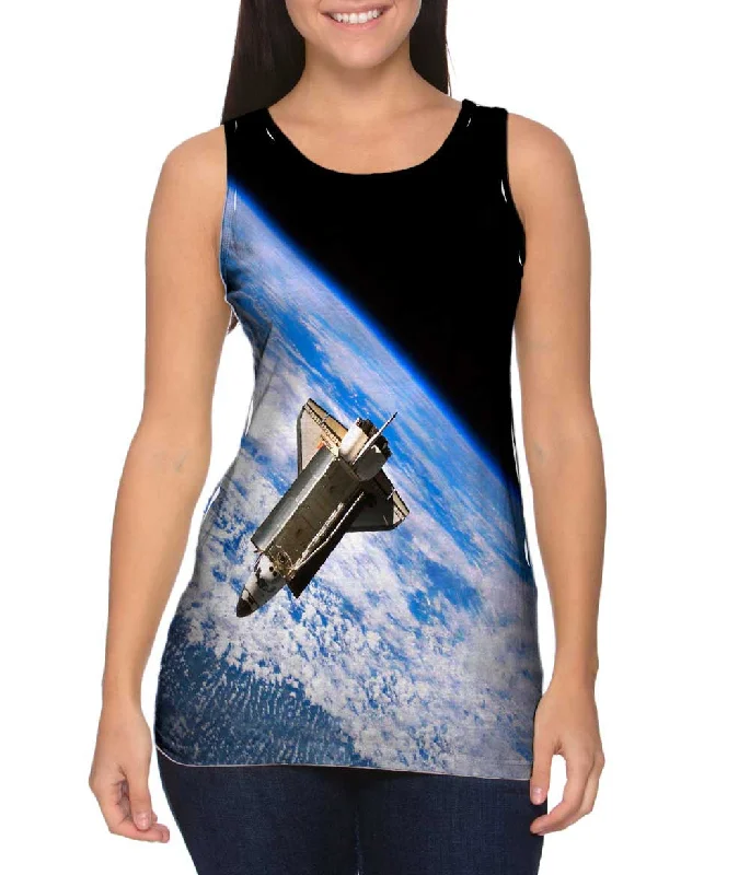 Plus Size Women's Puff - Sleeve Tank Tops in Pastel HuesSpace Shuttle Atlantis