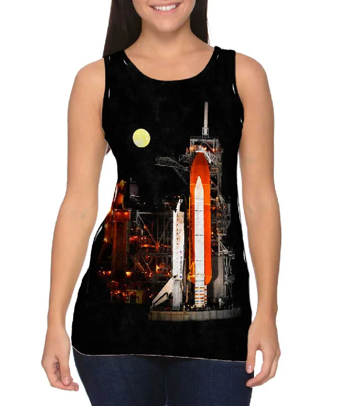 Plus Size Women's Criss - Cross Back Tank Tops in Neon ColorsSpace Shuttle Discovery Under Full Moon Plus Size Women's Criss - Cross Back Tank Tops in Neon ColorsSpace Shuttle Discovery Under Full Moon