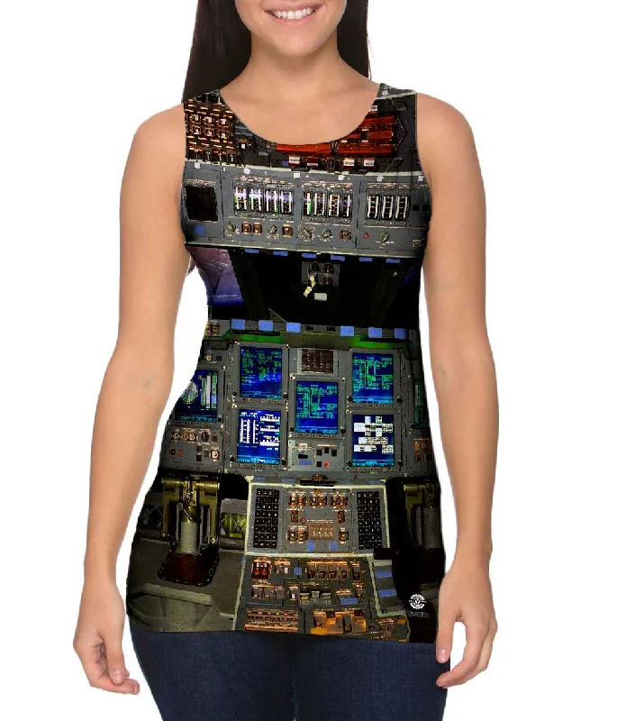 Square Neck Women's Organic Cotton Tank Tops in Earth TonesSpace Shuttle Glass Cockpit Square Neck Women's Organic Cotton Tank Tops in Earth TonesSpace Shuttle Glass Cockpit