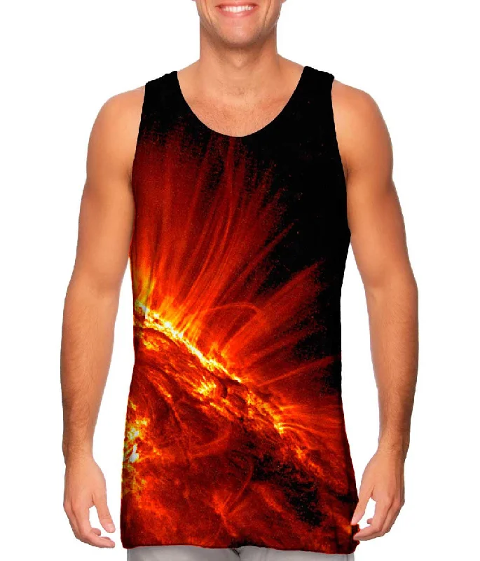 Plus Size Women's Side - Slit Tank Tops in Metallic ShadesSpace Sun Spot