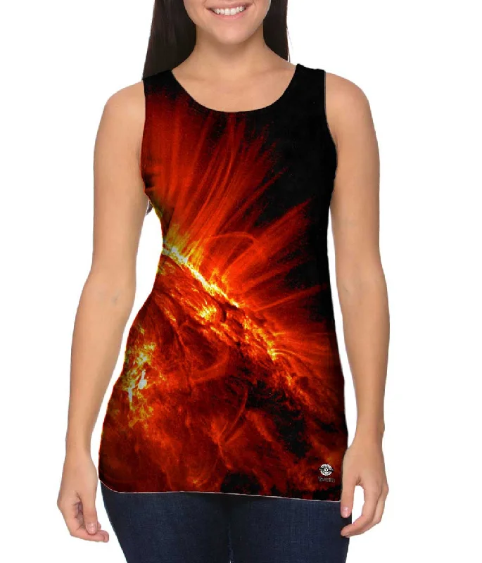Crew Neck Women's Sustainable Tank Tops Made from Recycled MaterialsSpace Sun Spot