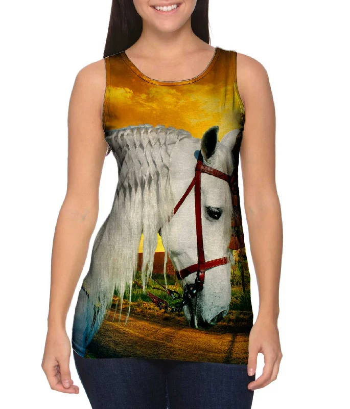 Women's Button - Down Tank Tops in Striped PatternsSpanish Paso Fino