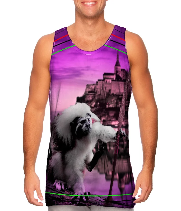 Plus Size Women's Glitter - Trimmed Tank Tops for Party NightsSpear Tamarin Monkey