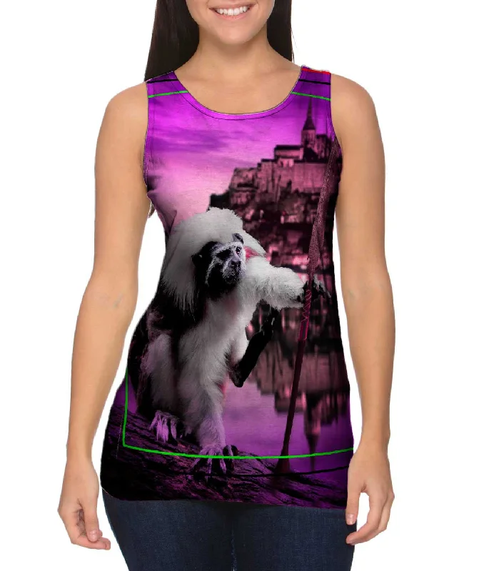 Women's Longline Tank Tops with Abstract PrintsSpear Tamarin Monkey