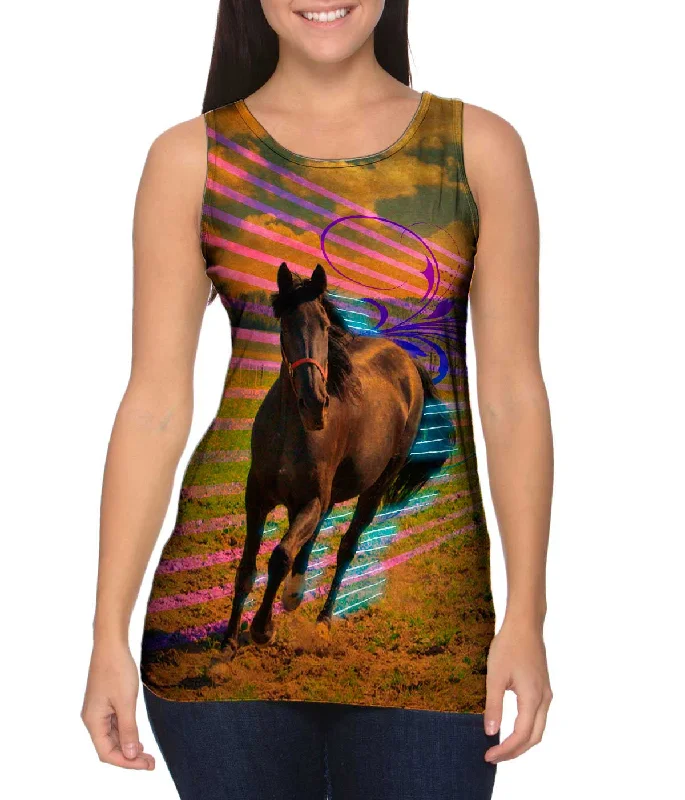 Plus Size Women's Criss - Cross Back Tank Tops in Neon ColorsSpeed Horse