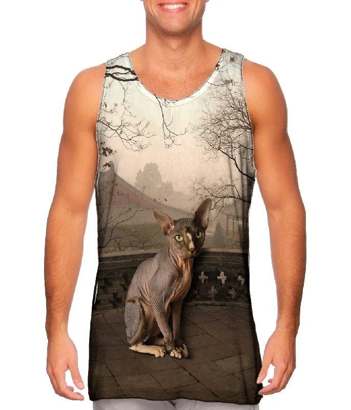 Mock Neck Women's Performance Tank Tops for CyclingSphynx Cat Sunset