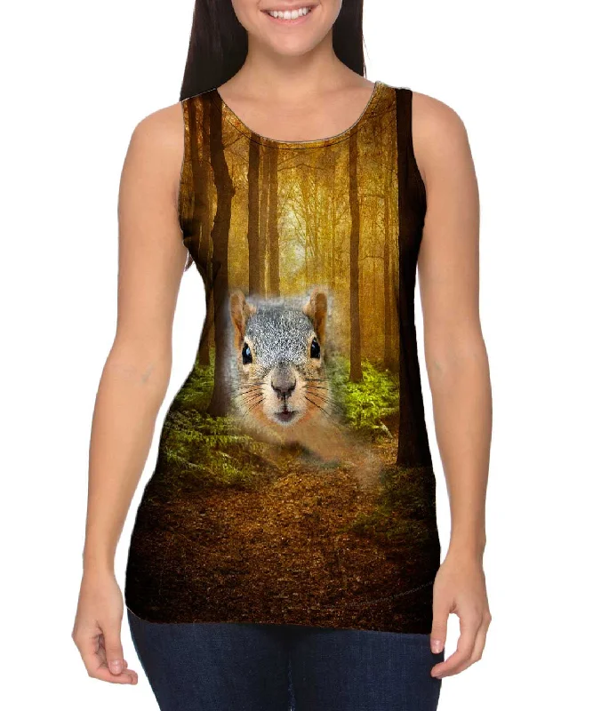 Plus Size Women's Ruffled Hem Tank Tops with Floral PrintsSquirrel
