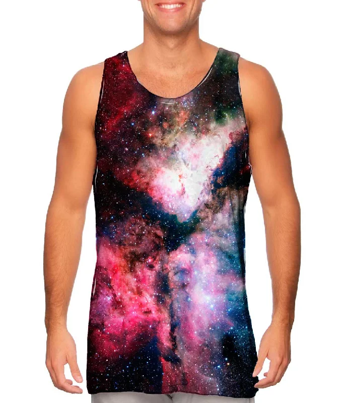 Scoop Neck Women's Linen Blend Tank Tops for SummerStar Forming Carina Nebula Space