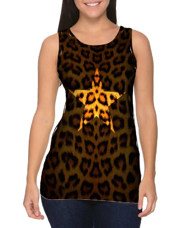 Women's Spaghetti Strap Tank Tops with Geometric PatternsStar Leopard Animal Skin
