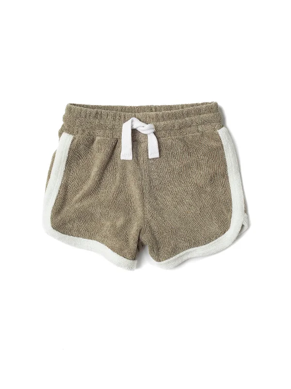 Belted Women Shorts to Enhance the WaistlineTerry Cloth Track Short - Khaki Green