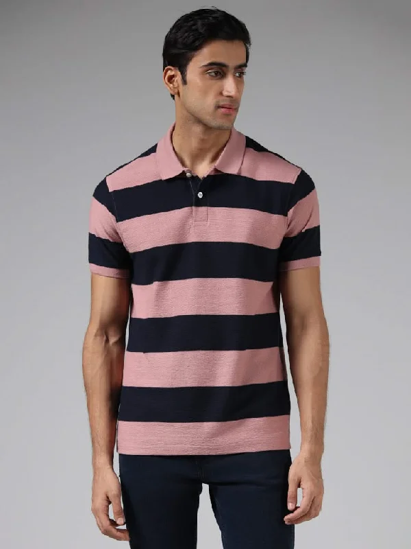 Leather Look Women Shorts for an Edgy and Chic StyleWES Casuals Pink Striped Cotton Blend Slim-Fit Polo T-Shirt Leather Look Women Shorts for an Edgy and Chic StyleWES Casuals Pink Striped Cotton Blend Slim-Fit Polo T-Shirt