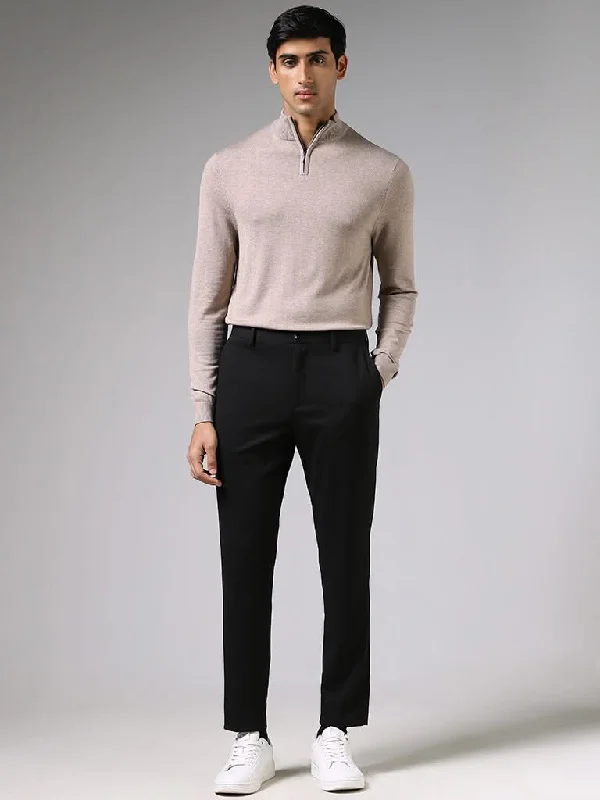 Twill Women Shorts with a Smooth Texture and DurabilityWES Formals Oat Melange Slim-Fit High-Top Zipper Sweater Twill Women Shorts with a Smooth Texture and DurabilityWES Formals Oat Melange Slim-Fit High-Top Zipper Sweater