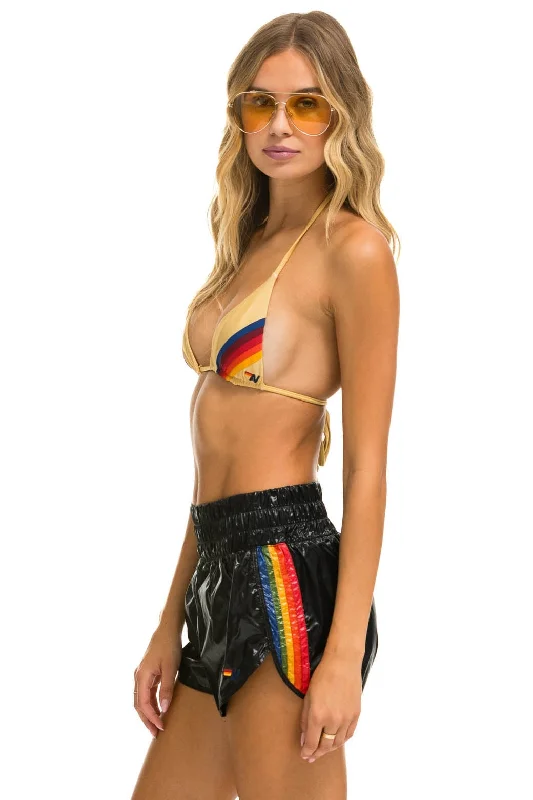Tie - Waist Women Shorts for a Customizable FitHIGH RISE 5 STRIPE NYLON JOGGER SHORT - BLACK Tie - Waist Women Shorts for a Customizable FitHIGH RISE 5 STRIPE NYLON JOGGER SHORT - BLACK