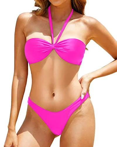 Tie - side bikini bottoms for an adjustable and stylish fitAdjustable Self-tie Halter Neck Swimwear High-cut Two Piece Swimsuits Tie - side bikini bottoms for an adjustable and stylish fitAdjustable Self-tie Halter Neck Swimwear High-cut Two Piece Swimsuits
