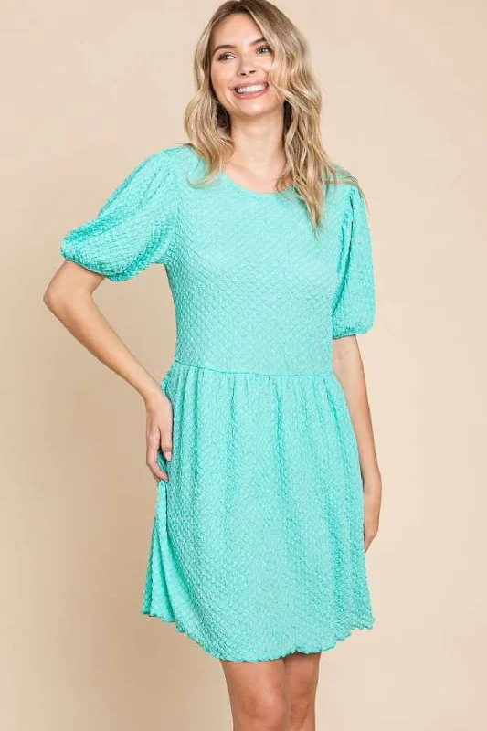 Neon Bodysuits to Stand Out at PartiesCulture Code Textured Round Neck Puff Sleeve Dress Neon Bodysuits to Stand Out at PartiesCulture Code Textured Round Neck Puff Sleeve Dress