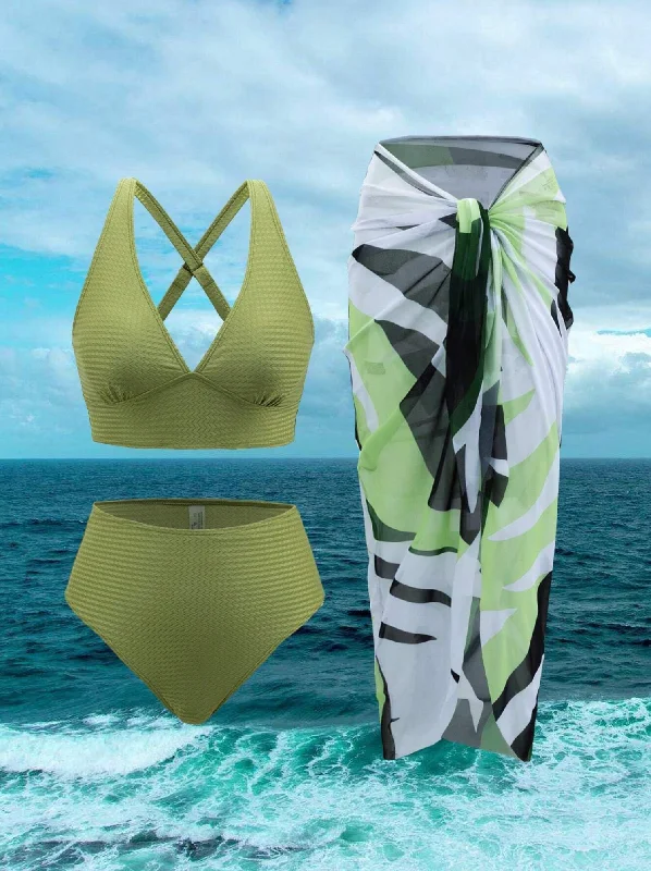 High - waisted bikini for a retro and tummy - flattering lookOlivia V Neck High Waist Bikini & Sarong High - waisted bikini for a retro and tummy - flattering lookOlivia V Neck High Waist Bikini & Sarong