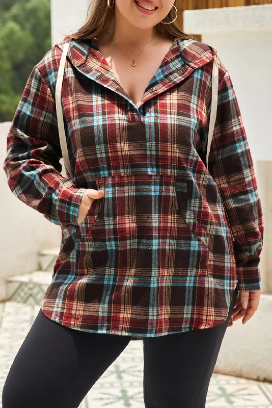 Printed Bodysuits with Floral Patterns for a Feminine VibePlus Size Drawstring Plaid Quarter Button Hoodie Printed Bodysuits with Floral Patterns for a Feminine VibePlus Size Drawstring Plaid Quarter Button Hoodie