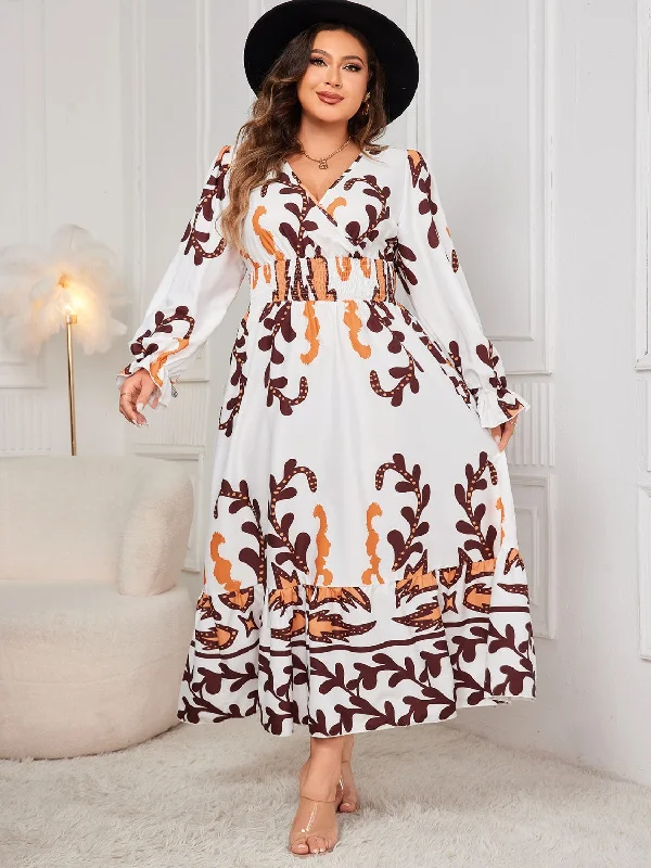 Printed Bodysuits with Floral Patterns for a Feminine VibePlus Size Printed Surplice Flounce Sleeve Dress Printed Bodysuits with Floral Patterns for a Feminine VibePlus Size Printed Surplice Flounce Sleeve Dress