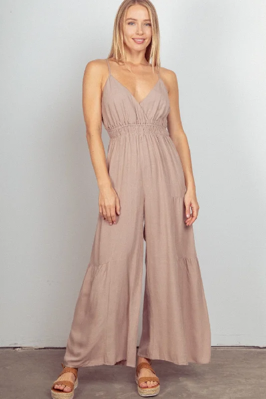 Convertible Straps Bodysuits for Multiple Styling OptionsSleeveless Ruched Wide Leg Jumpsuit Convertible Straps Bodysuits for Multiple Styling OptionsSleeveless Ruched Wide Leg Jumpsuit