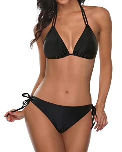 Maternity bikini for expecting mothers to enjoy the beach comfortablyWomen Two Piece Halter Padded Top Tie Side Bottom Triangle Bikini Maternity bikini for expecting mothers to enjoy the beach comfortablyWomen Two Piece Halter Padded Top Tie Side Bottom Triangle Bikini