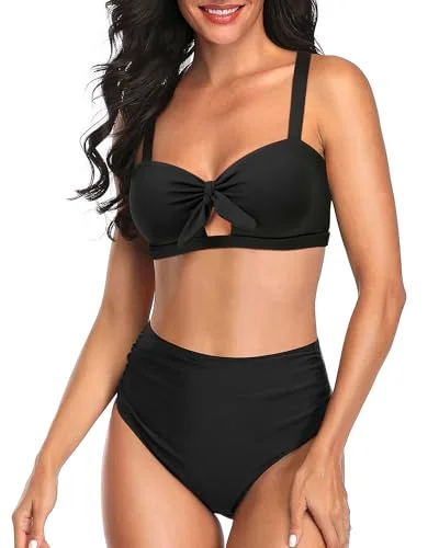 Tie - side bikini bottoms for an adjustable and stylish fitWomen Two Piece Vintage Swimsuits High Waisted Bikini Set Tummy Control Ruched Tie Knot Swimwear Tie - side bikini bottoms for an adjustable and stylish fitWomen Two Piece Vintage Swimsuits High Waisted Bikini Set Tummy Control Ruched Tie Knot Swimwear