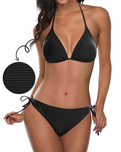 Tropical - themed bikini for a vacation - ready beach outfitWomen's Ribbed Triangle Bikini Two Piece Sexy Swimsuit Tropical - themed bikini for a vacation - ready beach outfitWomen's Ribbed Triangle Bikini Two Piece Sexy Swimsuit