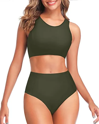 String bikini for a minimalistic and sexy beach styleHigh Waisted Bikini Swimsuits Bottom-Army Green String bikini for a minimalistic and sexy beach styleHigh Waisted Bikini Swimsuits Bottom-Army Green